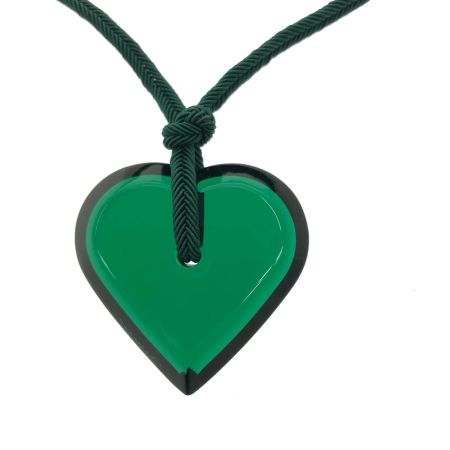  Baccarat バカラ クリスタルハート ネックレス チョーカー ペンダント 箱付 グリーン
