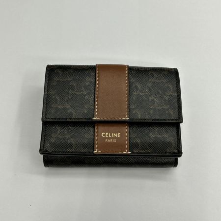  CELINE セリーヌ 三つ折り財布 トリオンフ ブラウン