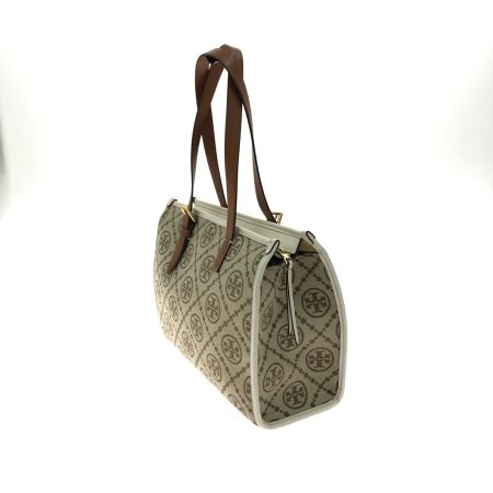  TORY BURCH トリーバーチ レディース トートバッグ Tモノグラム ジャガード スモールトート 取っ手ハガレ有 ベージュ
