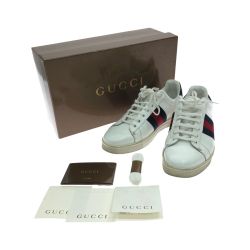 ▼▼ GUCCI グッチ メンズ スニーカー ACE エース SIZE 27.5cm レザー 125375 ホワイト Cランク