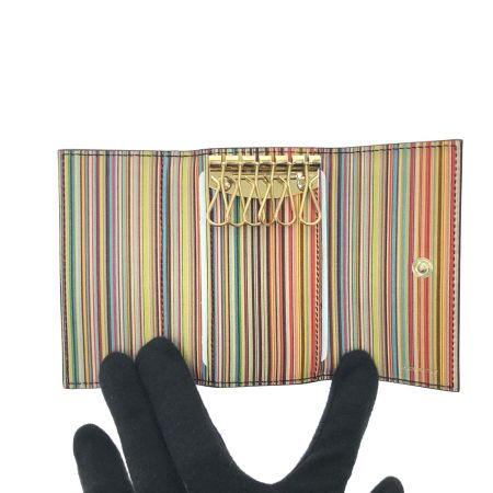  Paul Smith ポールスミス ユニセックス 6連 キーケース マルチストライプ  M1A-1981X-BMULTS ブラック