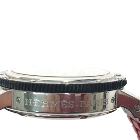 HERMES エルメス メンズ腕時計 クオーツ クリッパー クロノダイバー 黒文字盤 デイト ベルト社外品 オリジナルベルト付属 CL2.915