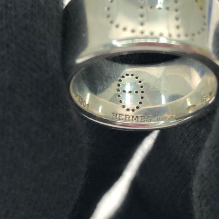 HERMES エルメス ユニセックス シルバーリング エクリプス・リュバン Eclipse Ruban パンチング Hロゴ 15号 13.7g