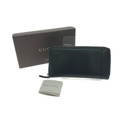 ▼▼ GUCCI グッチ メンズ 長財布 ラウンドファスナー レザー ミストラル マイクログッチシマ 307993 ブラック Bランク