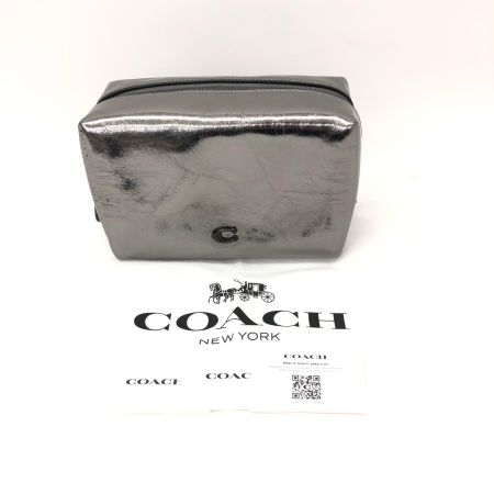  COACH コーチ コスメポーチ 化粧ポーチ アンスラサイト CX246 メタリックグレー