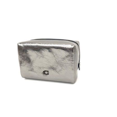  COACH コーチ コスメポーチ 化粧ポーチ アンスラサイト CX246 メタリックグレー