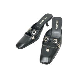 ▼▼ PRADA プラダ レディース サンダル ローファー ミュール Size 38 25㎝  ブラック Aランク