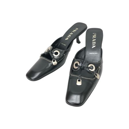  PRADA プラダ レディース サンダル ローファー ミュール Size 38 25㎝  ブラック