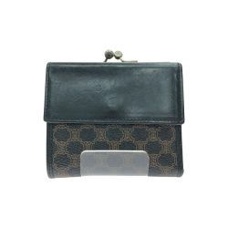 ▼▼ CELINE セリーヌ レディース 二つ折り財布 マカダム柄 がま口 オールドセリーヌ ヴィンテージ  M/99/1 ブラウン/ブラック Bランク