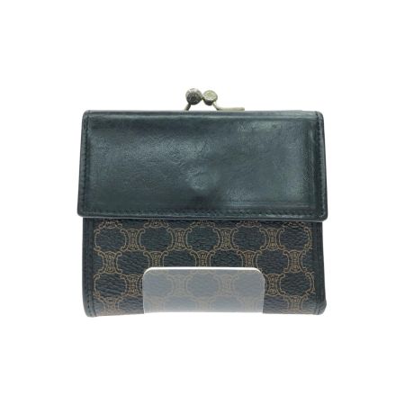  CELINE セリーヌ レディース 二つ折り財布 マカダム柄 がま口 オールドセリーヌ ヴィンテージ  M/99/1 ブラウン/ブラック