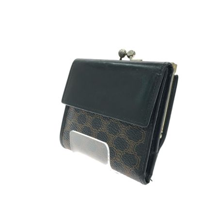  CELINE セリーヌ レディース 二つ折り財布 マカダム柄 がま口 オールドセリーヌ ヴィンテージ  M/99/1 ブラウン/ブラック