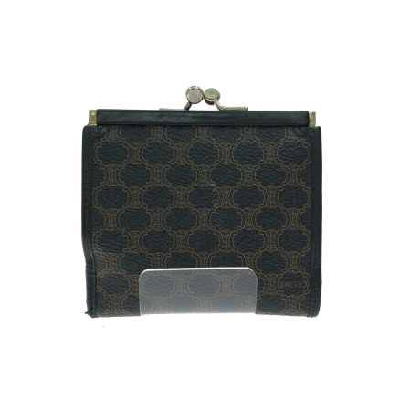  CELINE セリーヌ レディース 二つ折り財布 マカダム柄 がま口 オールドセリーヌ ヴィンテージ  M/99/1 ブラウン/ブラック