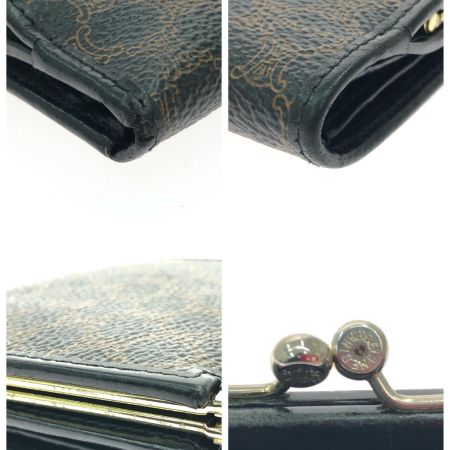  CELINE セリーヌ レディース 二つ折り財布 マカダム柄 がま口 オールドセリーヌ ヴィンテージ  M/99/1 ブラウン/ブラック