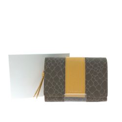 ▼▼ NINA RICCI ニナリッチ レディース 二つ折り財布 グレインヌーボー パース L字ファスナー チェーン付 ブラウン/イエロー Aランク