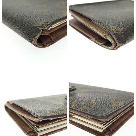  LOUIS VUITTON ルイヴィトン レディース 二つ折り財布 がま口 モノグラム ポルトモネ・ピエ・ヴィエノワ  M61663 ブラウン