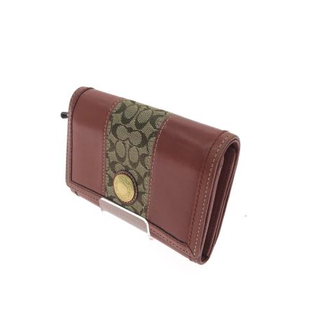  COACH コーチ レディース 二つ折り財布 L字ファスナー レザー キャンバス シグネチャー ブラウン