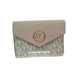 ▼▼ MICHAEL KORS マイケルコース レディース 二つ折り財布 MKイニシャルロゴ  32S1GNME6B ホワイト×ピンク Bランク