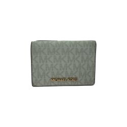 ▼▼ MICHAEL KORS マイケルコース 三つ折り財布 ジェットセット トラベル コンパクト ウォレット  35F3GTVE2V ホワイト×グレー Bランク