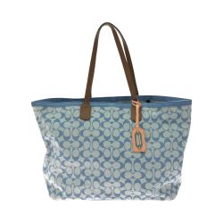 ▼▼ COACH コーチ レディース トートバッグ シグネチャー キャンバス ショルダートート 23106 スカイブルー Bランク