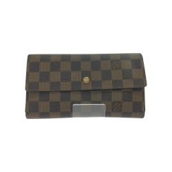 ▼▼ LOUIS VUITTON ルイヴィトン 三つ折り長財布 ダミエ ポルトフォイユ トレゾール インターナショナル 小銭入れホック難有 N61215 Cランク