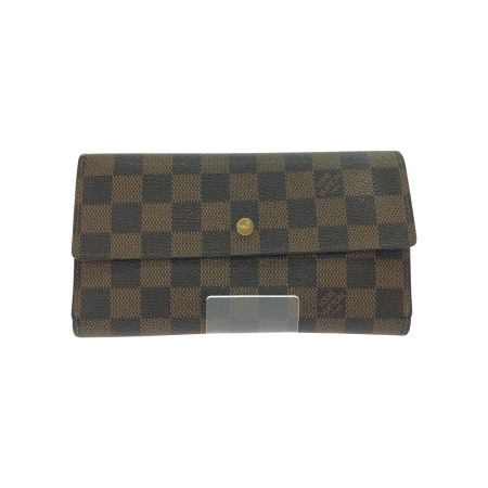  LOUIS VUITTON ルイヴィトン 三つ折り長財布 ダミエ ポルトフォイユ トレゾール インターナショナル 小銭入れホック難有 N61215
