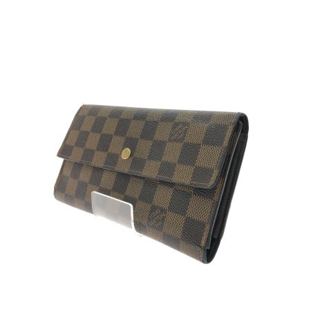  LOUIS VUITTON ルイヴィトン 三つ折り長財布 ダミエ ポルトフォイユ トレゾール インターナショナル 小銭入れホック難有 N61215