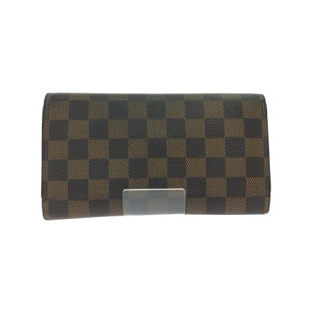  LOUIS VUITTON ルイヴィトン 三つ折り長財布 ダミエ ポルトフォイユ トレゾール インターナショナル 小銭入れホック難有 N61215