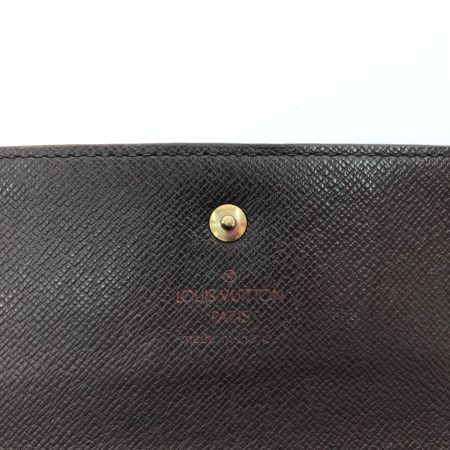  LOUIS VUITTON ルイヴィトン 三つ折り長財布 ダミエ ポルトフォイユ トレゾール インターナショナル 小銭入れホック難有 N61215