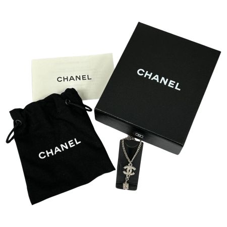  CHANEL シャネル ネックレス ココマーク ラインストーン キューブチャーム A12-A