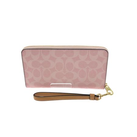  COACH コーチ レディース 長財布 ラウンドファスナー シグネチャー ピンク CEC20 ピンク