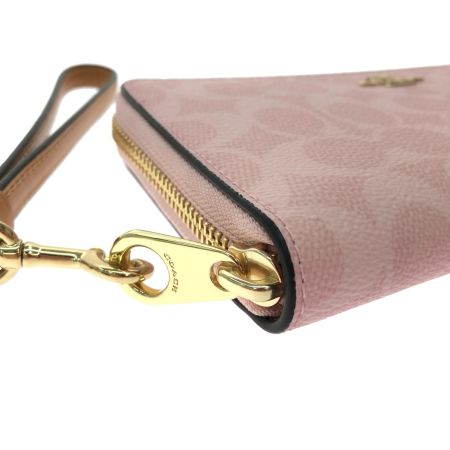  COACH コーチ レディース 長財布 ラウンドファスナー シグネチャー ピンク CEC20 ピンク