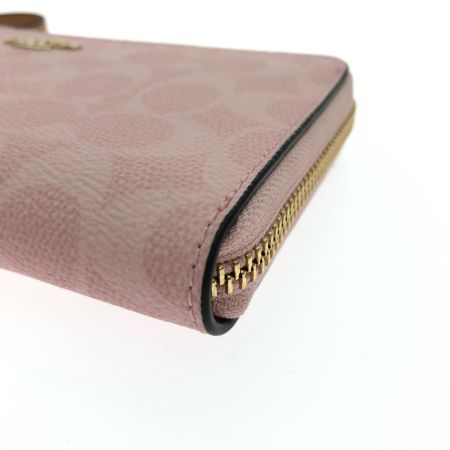  COACH コーチ レディース 長財布 ラウンドファスナー シグネチャー ピンク CEC20 ピンク