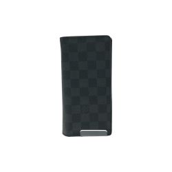 ▼▼ LOUIS VUITTON ルイヴィトン メンズ 二つ折り長財布 ダミエ ポルトフォイユブラザ N62665 ブラック Bランク