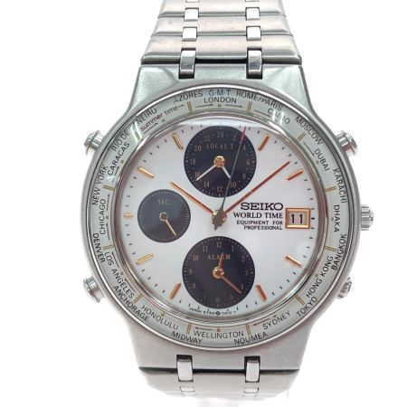 SEIKO セイコー メンズ腕時計 クオーツ ワールドタイム アラーム GMT クロノグラフ デイト 5T52-7A00