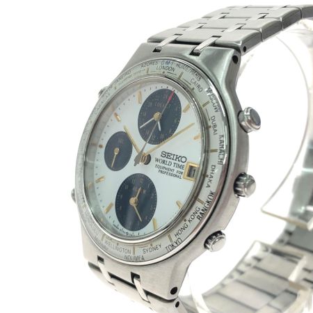 SEIKO セイコー メンズ腕時計 クオーツ ワールドタイム アラーム GMT クロノグラフ デイト 5T52-7A00