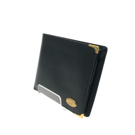  dunhill ダンヒル メンズ 二つ折り財布 ゴールドロゴプレート コーナーゴールド金具 小銭入れ有 ブラック
