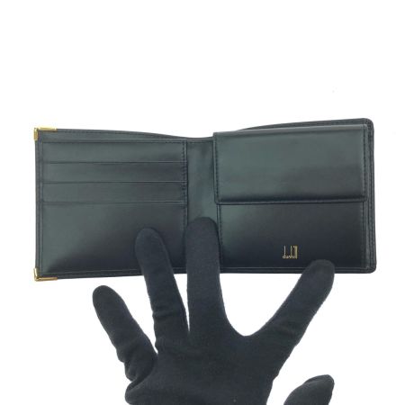  dunhill ダンヒル メンズ 二つ折り財布 ゴールドロゴプレート コーナーゴールド金具 小銭入れ有 ブラック