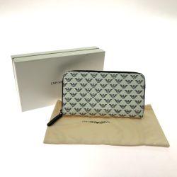 ▼▼ EMPORIO ARMANI エンポリオアルマーニ 長財布 ホワイト イーグルモノグラム ホワイト Bランク