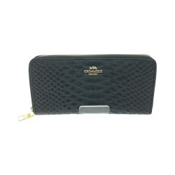 ▼▼ COACH コーチ ユニセックス 長財布 ラウンドファスナー クロコ型押しレザー F53659 ブラック Aランク