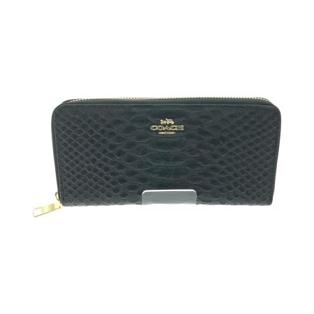  COACH コーチ ユニセックス 長財布 ラウンドファスナー クロコ型押しレザー F53659 ブラック