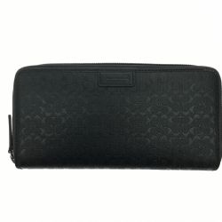 ▼▼ COACH コーチ 財布 長財布  シグネチャー ラウンドジップ  ブラック Bランク