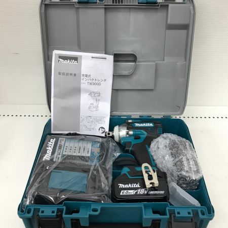 MAKITA マキタ インパクトレンチ 充電器・充電池2個・ケース付 コードレス式 18v 6.0Ah TW300DRGX ブルー