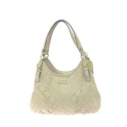 ▼▼ COACH コーチ レディース ショルダーバッグ トートバッグ マディソン クリスクロス オールレザー 19839 ベージュ Bランク
