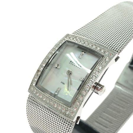SKAGEN レディース腕時計 クオーツ スクエアフェイス ラインストーン シェル文字盤 608SSS