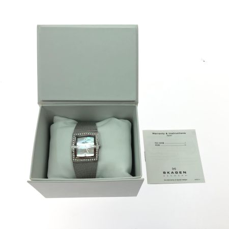 SKAGEN レディース腕時計 クオーツ スクエアフェイス ラインストーン シェル文字盤 608SSS