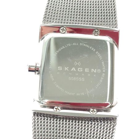 SKAGEN レディース腕時計 クオーツ スクエアフェイス ラインストーン シェル文字盤 608SSS