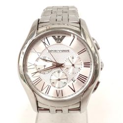 EMPORIO ARMANI エンポリオアルマーニ メンズ腕時計 クオーツ シルバーダイアル クラシック クロノグラフ AR-1702 Bランク