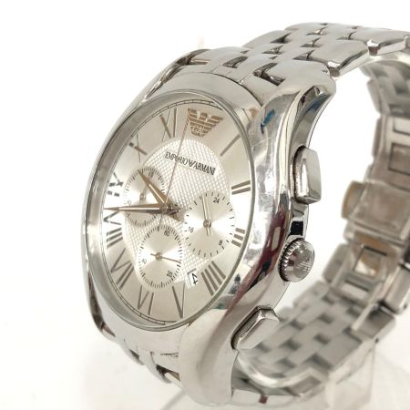 EMPORIO ARMANI エンポリオアルマーニ メンズ腕時計 クオーツ シルバーダイアル クラシック クロノグラフ AR-1702