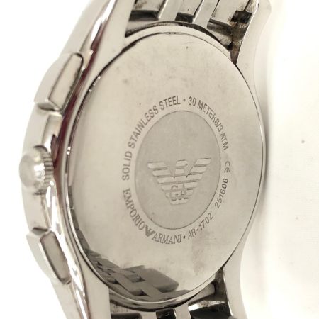 EMPORIO ARMANI エンポリオアルマーニ メンズ腕時計 クオーツ シルバーダイアル クラシック クロノグラフ AR-1702