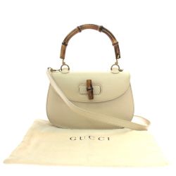 ▼▼ GUCCI グッチ レディース 2WAYバッグ ショルダーバッグ バンブーバッグ 000 01 0633 ベージュ Aランク